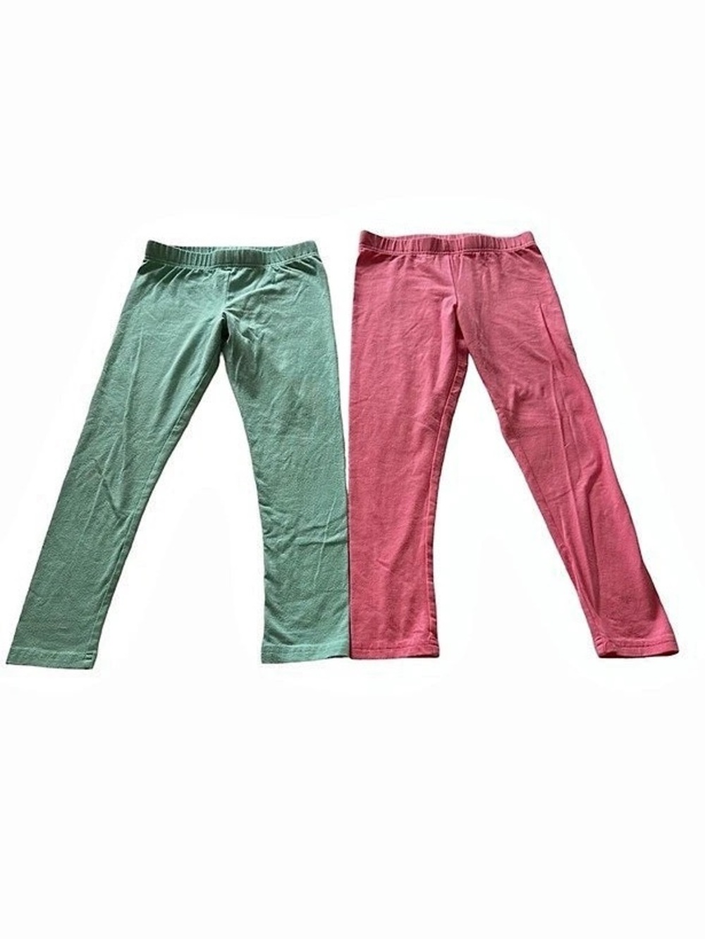 Carter’s Kid Girl’s Leggings Lot Of 2 Green Pink Stretch Ankle Size 8/8A Play